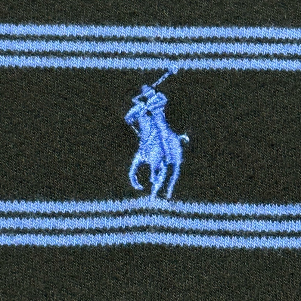 * SOLD * Polo by Ralph Lauren Men's Polo Size L Shirt Black & Blue Stripes - Picture 4 of 8